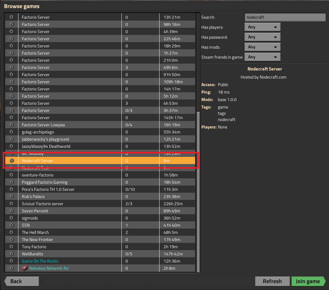 How To Quickly Find And Join Your Factorio Server Factorio Knowledgebase Article Nodecraft